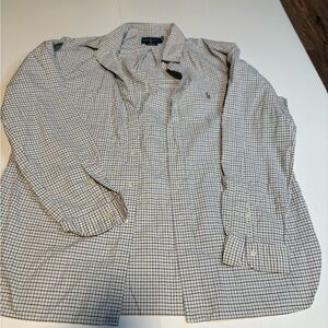 Ralph Lauren XL Plaid Button-Down Shirt – 100% Cotton